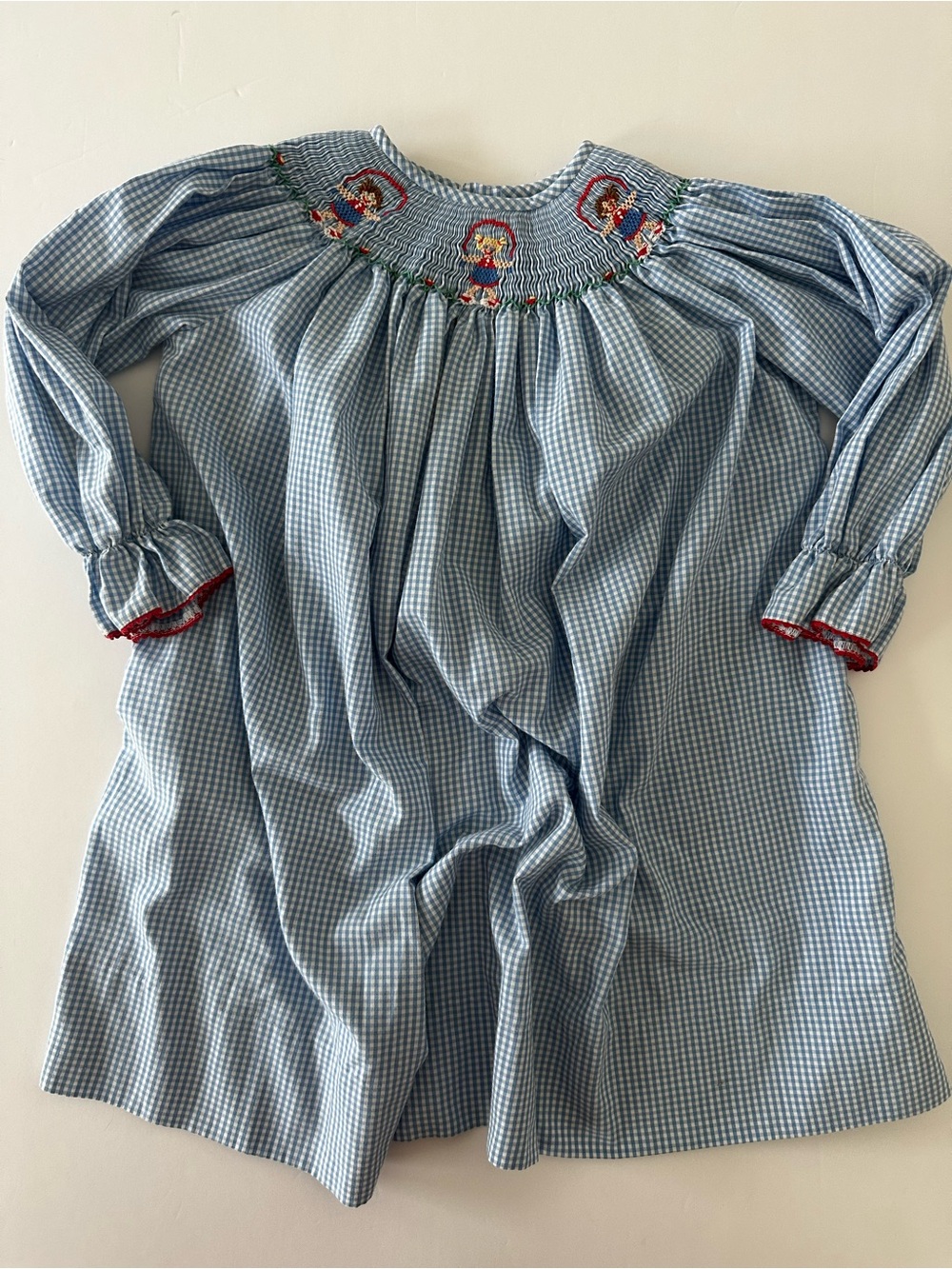 Amanda Remembered Blue White Gingham Smocked Dress With Jump Rope Dolls 3T